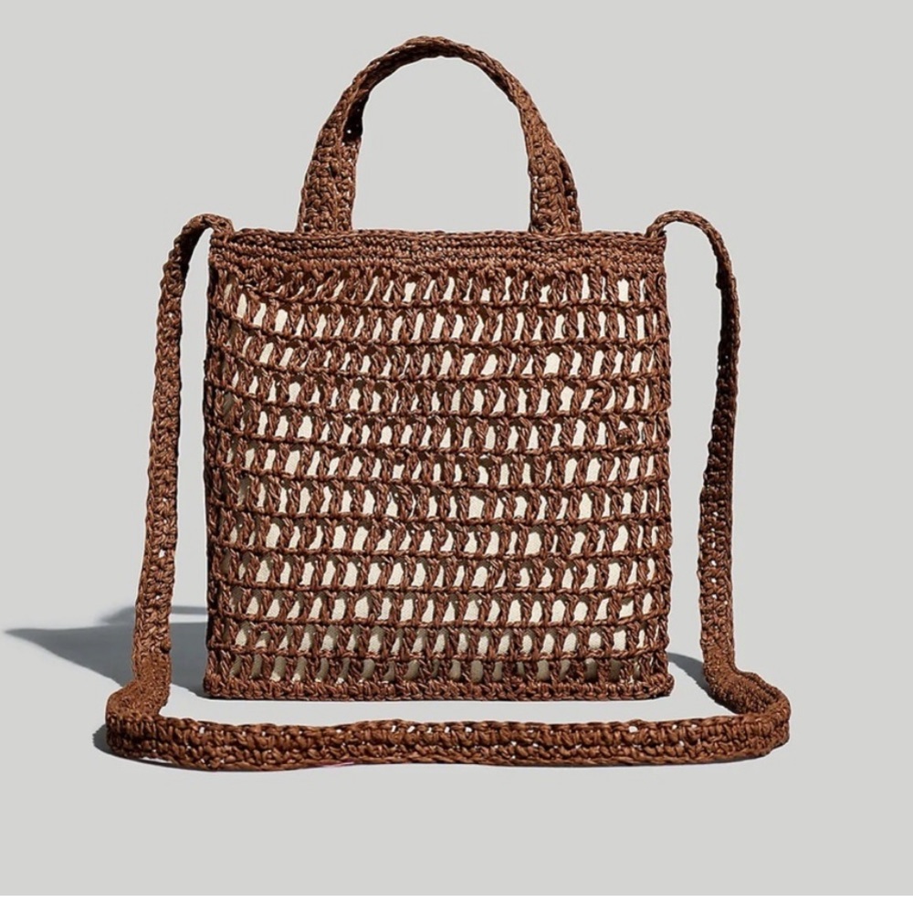 NWT MADEWELL The Small Transport Crossbody: The Straw Edition in Dried Maple